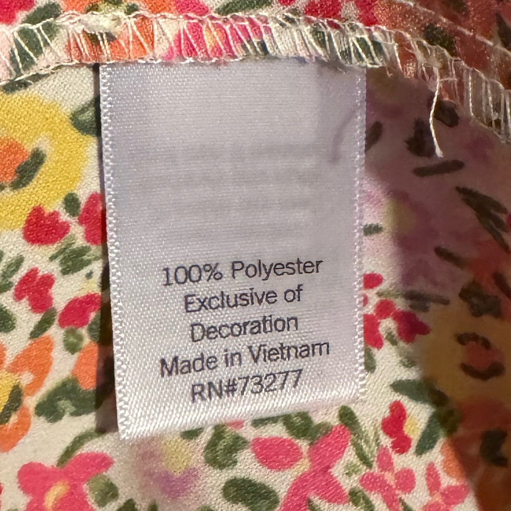 LC Lauren Conrad Sz 4X Floral Blouse - Pink and Yellow w/ pleat front, tie back - Picture 6 of 7